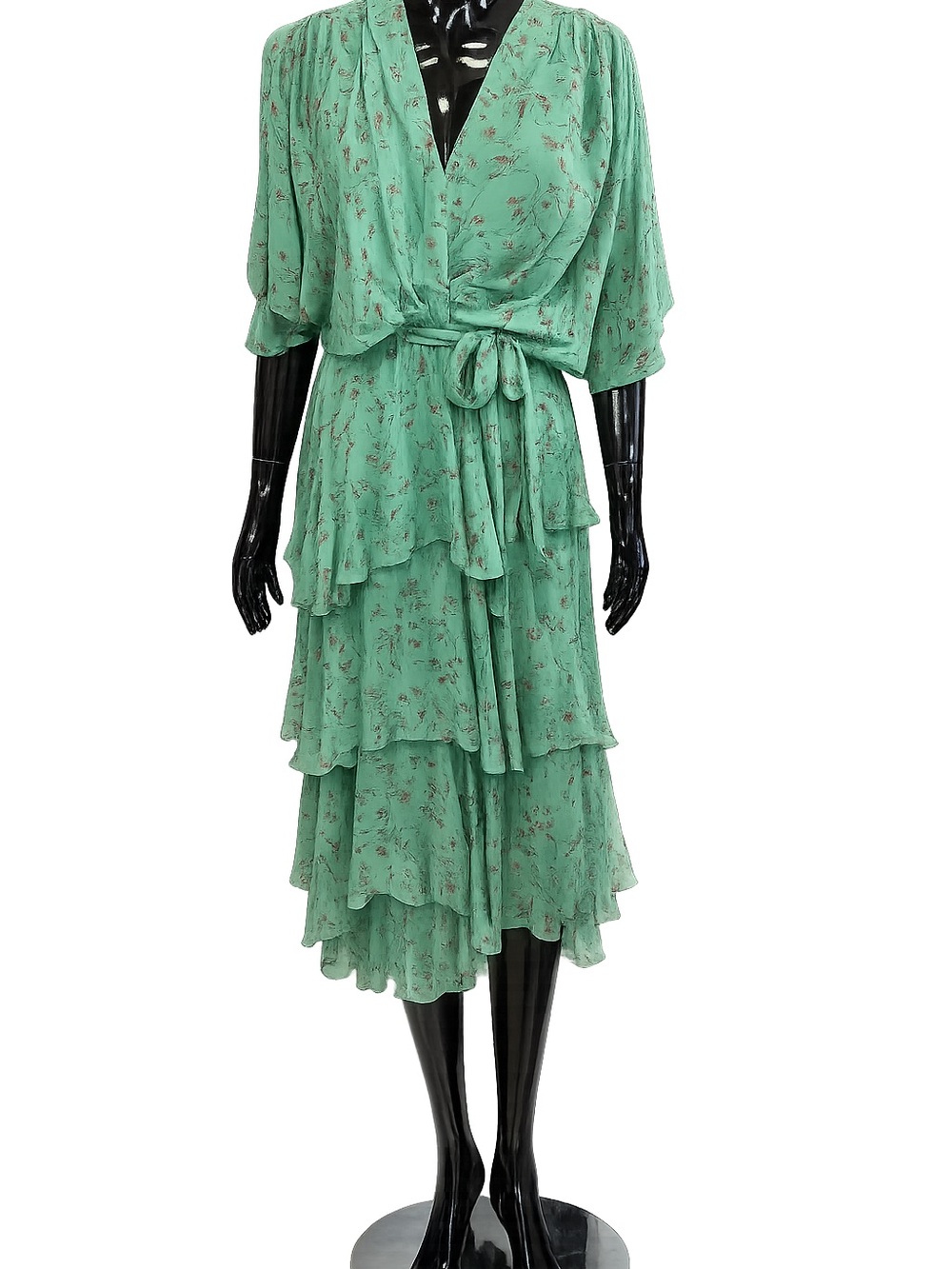 NT by Mariotti Made in Italy Silk Blend Floral Wrap Midi Dress